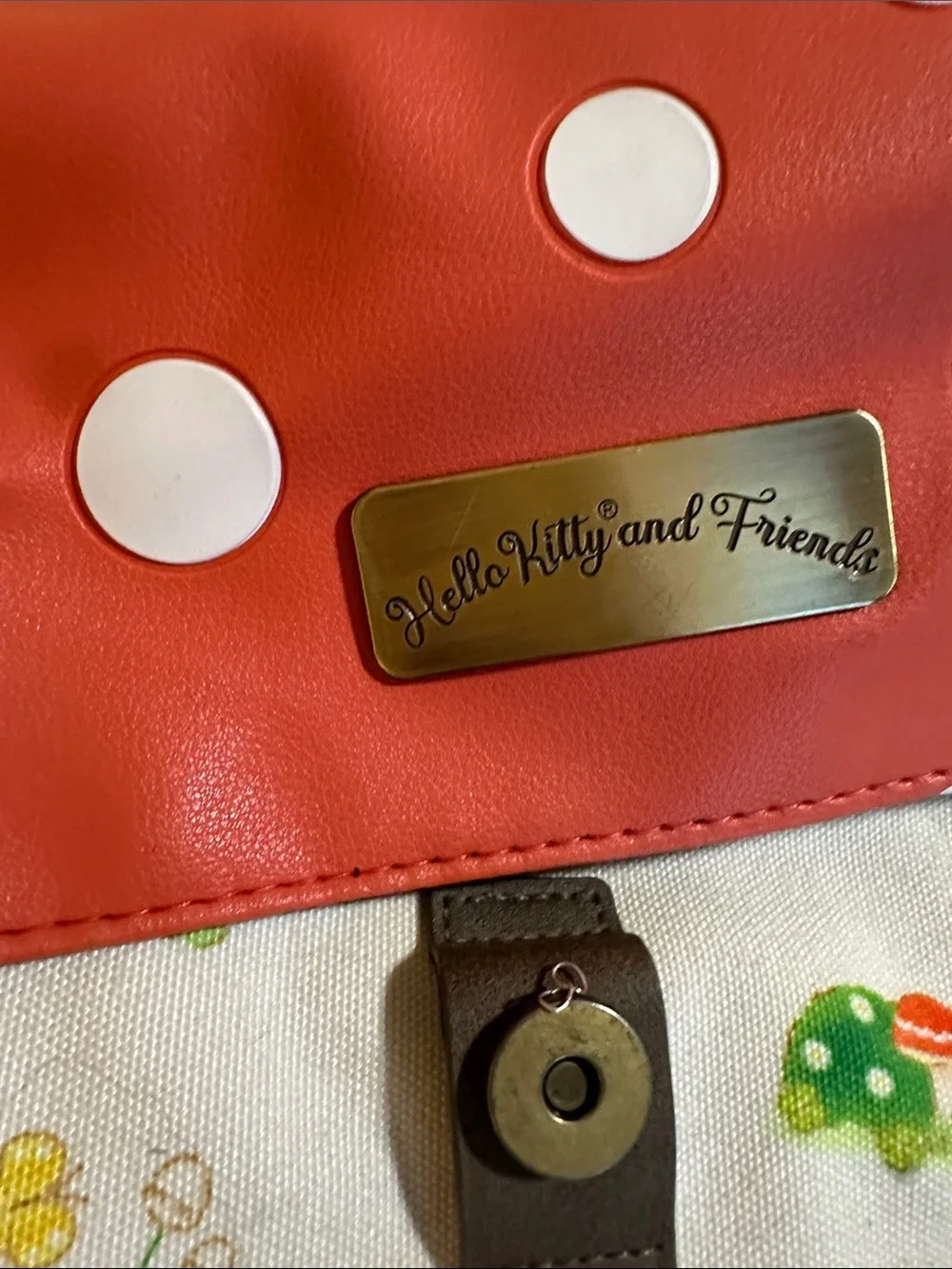 Hello Kitty White Backpack with Red Polka-Dot Flap and Green Pocket